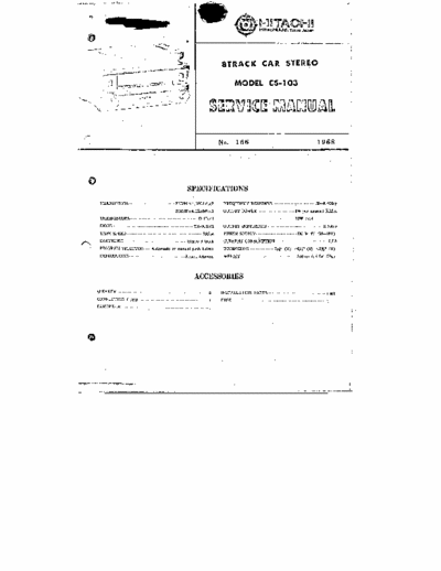 Hitachi CS-103 Service manual for Hitachi CS-103 8track car stereo (1968)